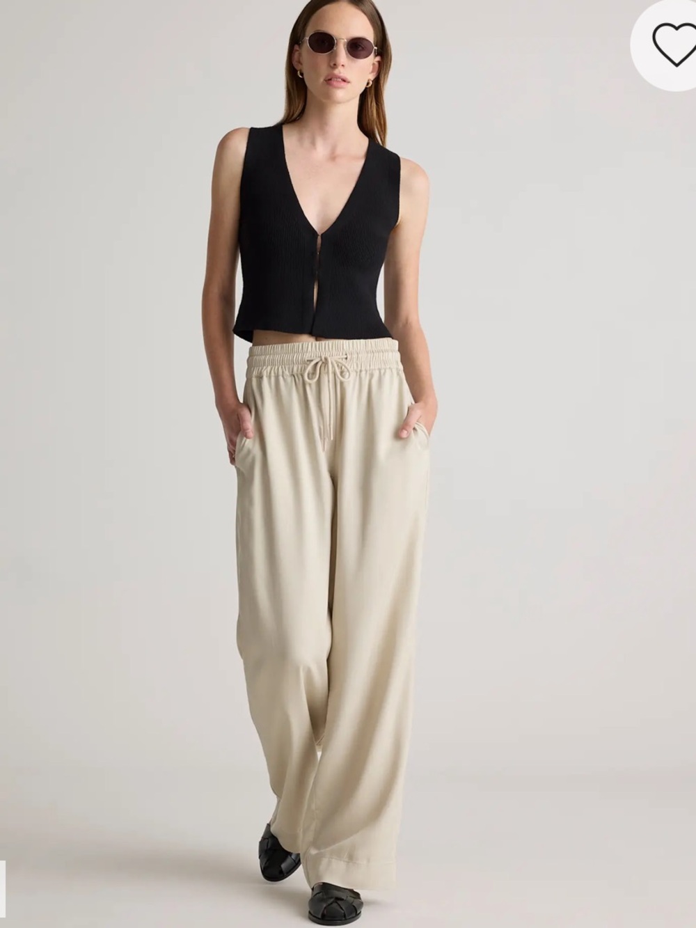 Quince Vintage Wash Tencel Wide Leg Pants